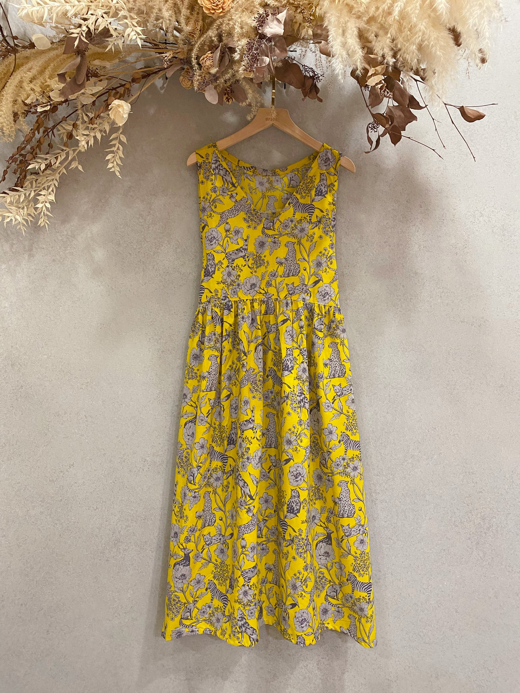 黃古家動物 媽咪三穿綁帶長洋裝