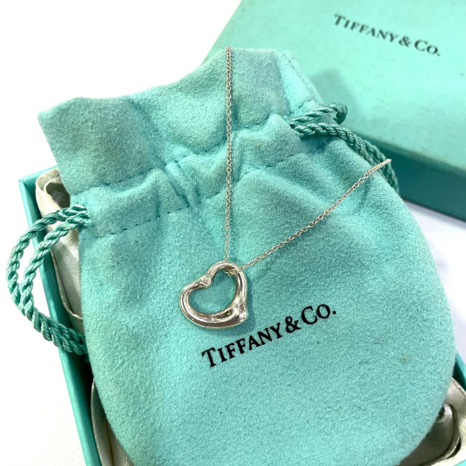 98%NEW二手TIFFANY頸鏈 925純銀 心形鑽石OPEN HEART小號 #香榭站正品