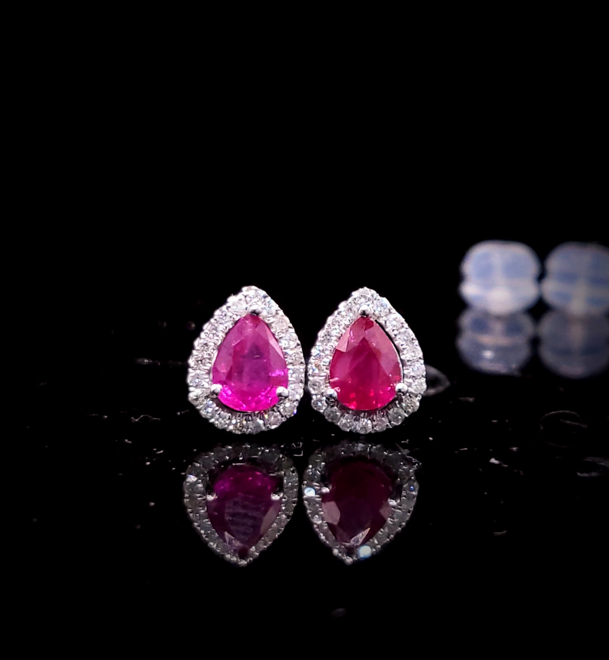 18K White Gold 0.80ct Ruby and Diamond Earrings