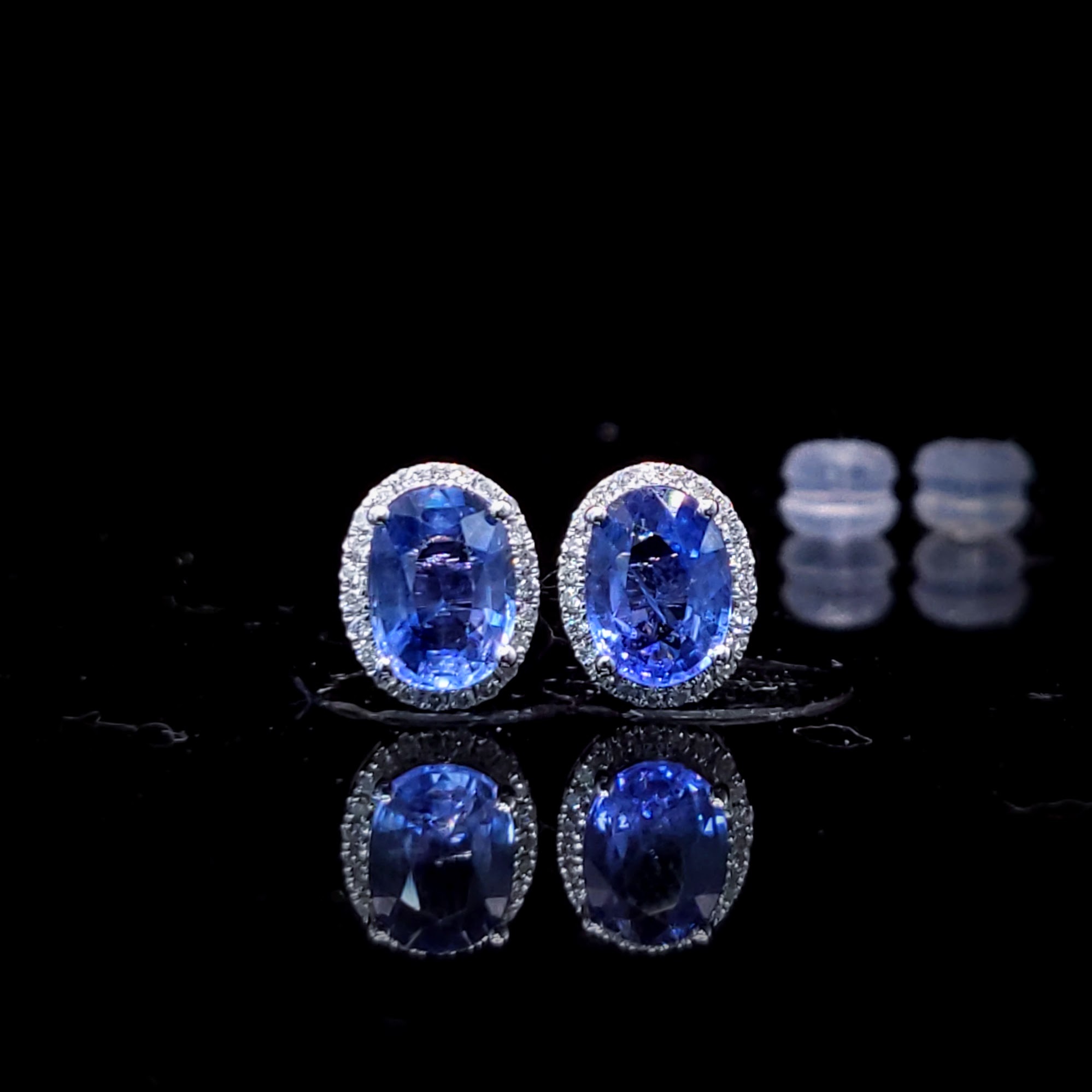 18K White Gold 2.05ct Sapphire and Diamond Earrings