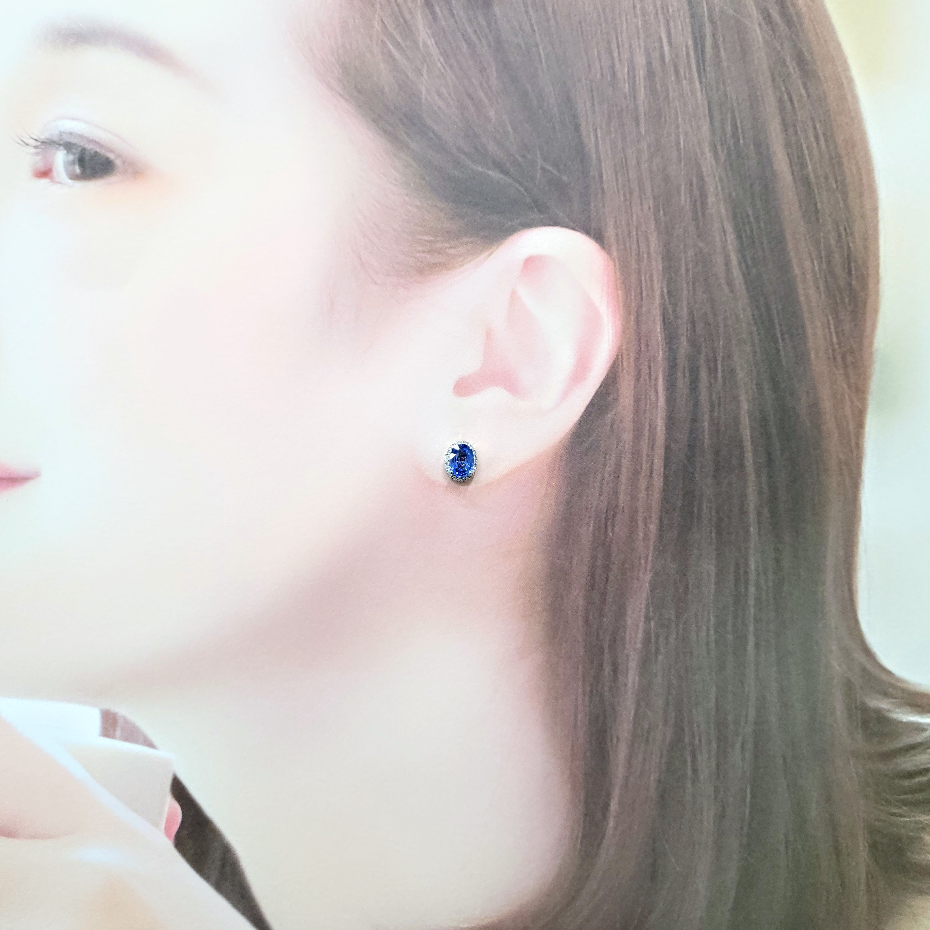 18K White Gold 2.05ct Sapphire and Diamond Earrings