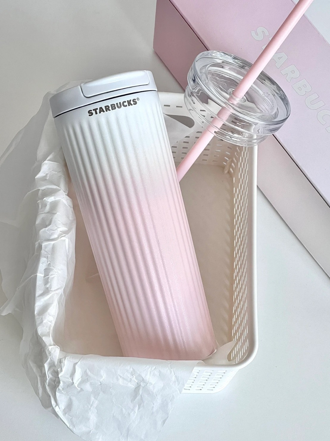 星巴克 漸變粉 薯條 吸管杯 473ML