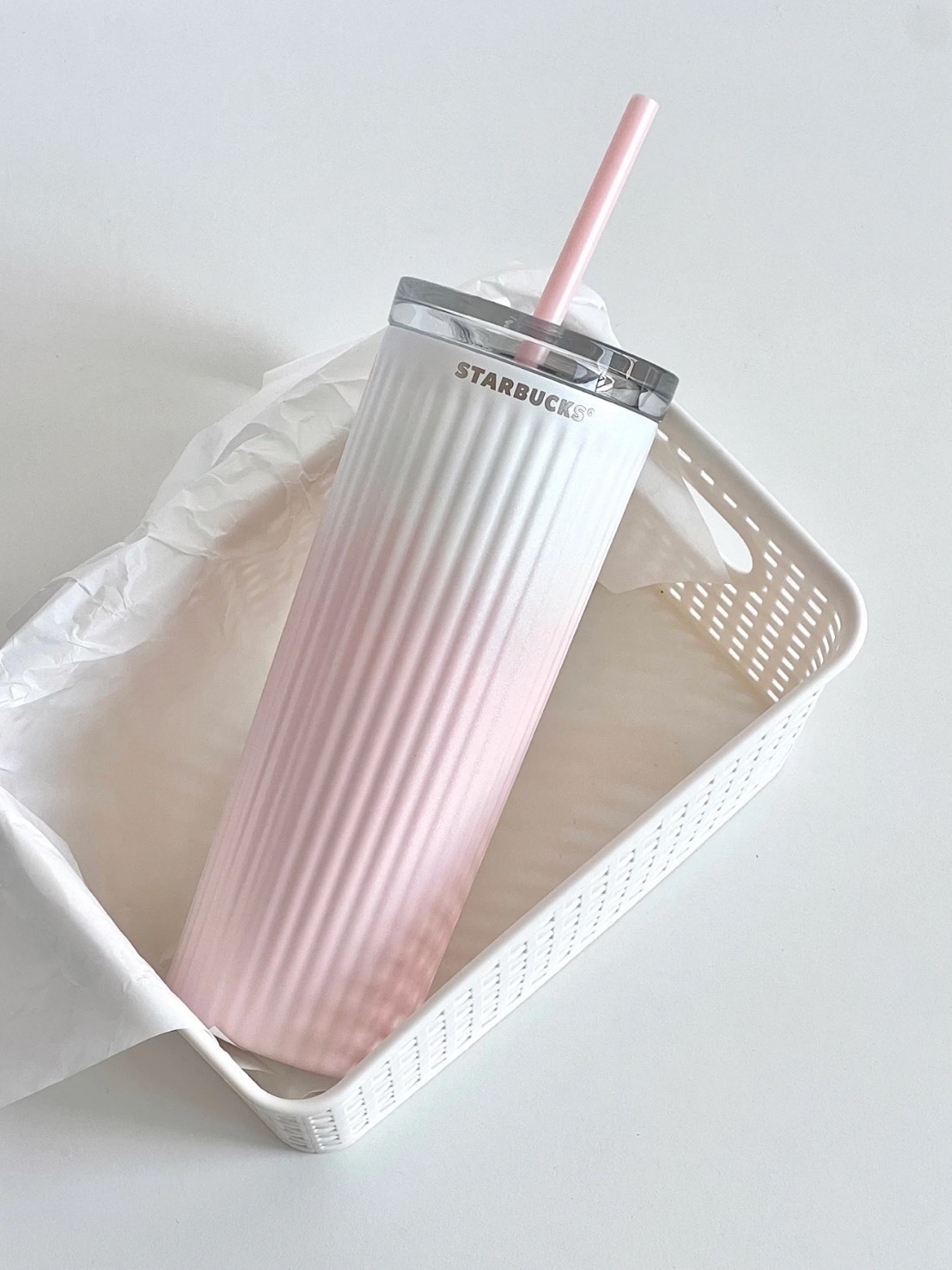 星巴克 漸變粉 薯條 吸管杯 473ML