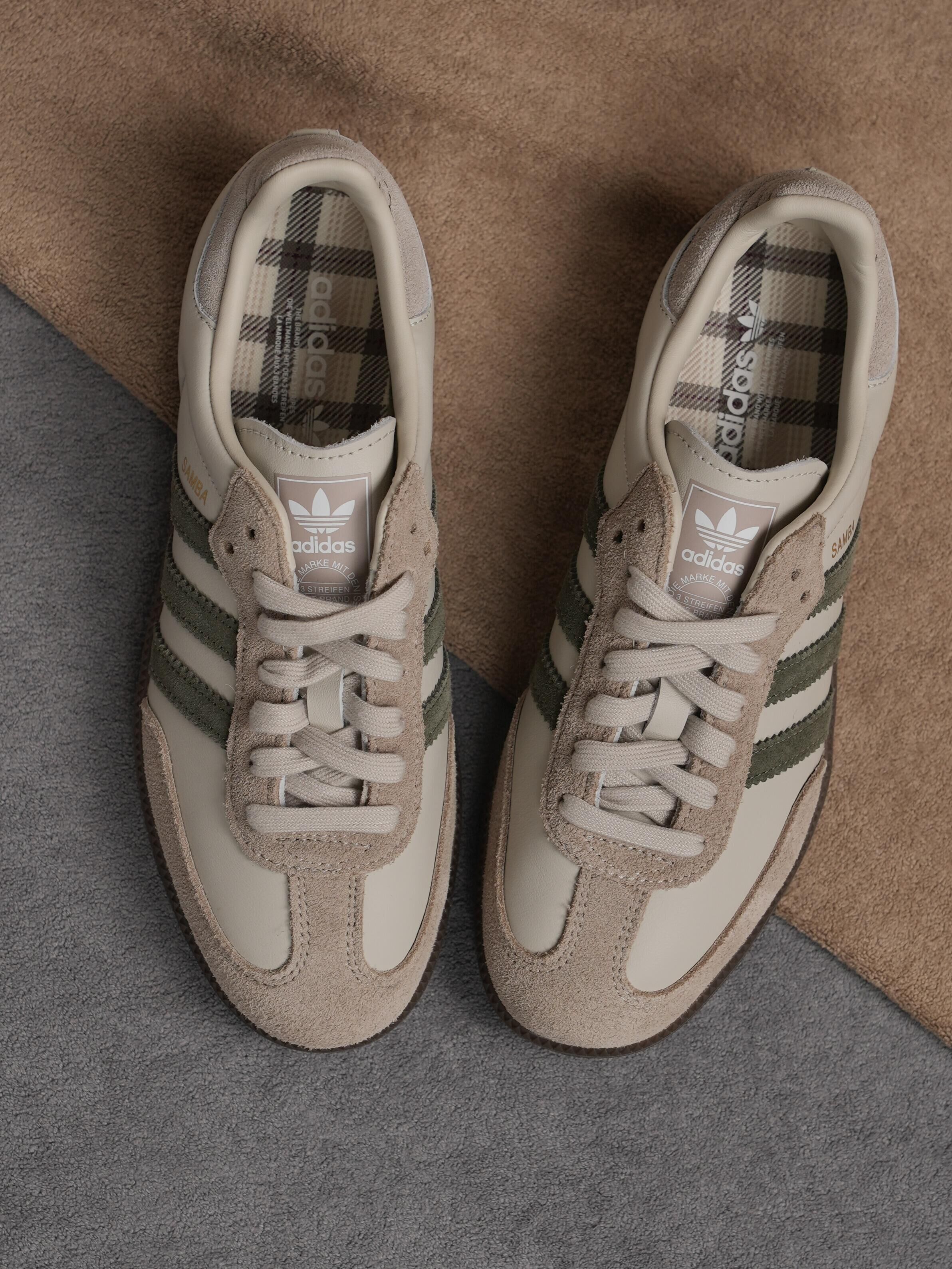 代購-adidas originals SAMBA OG 莫蘭迪x格紋 抹茶拿鐵 德訓鞋 男女同款  JR0893