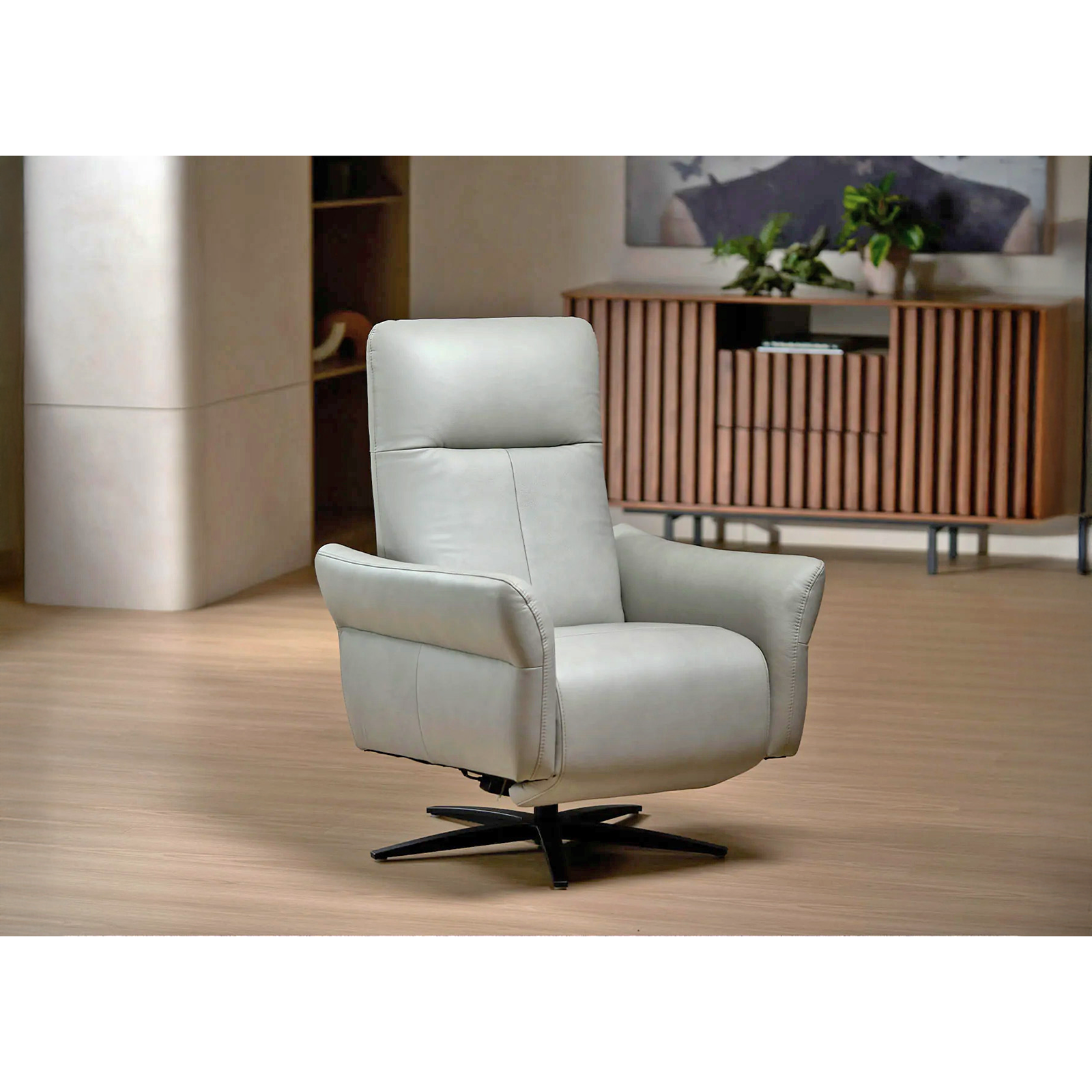 Vinge 單人牛皮電動沙發 - 雲彩灰〔SF9540FL〕