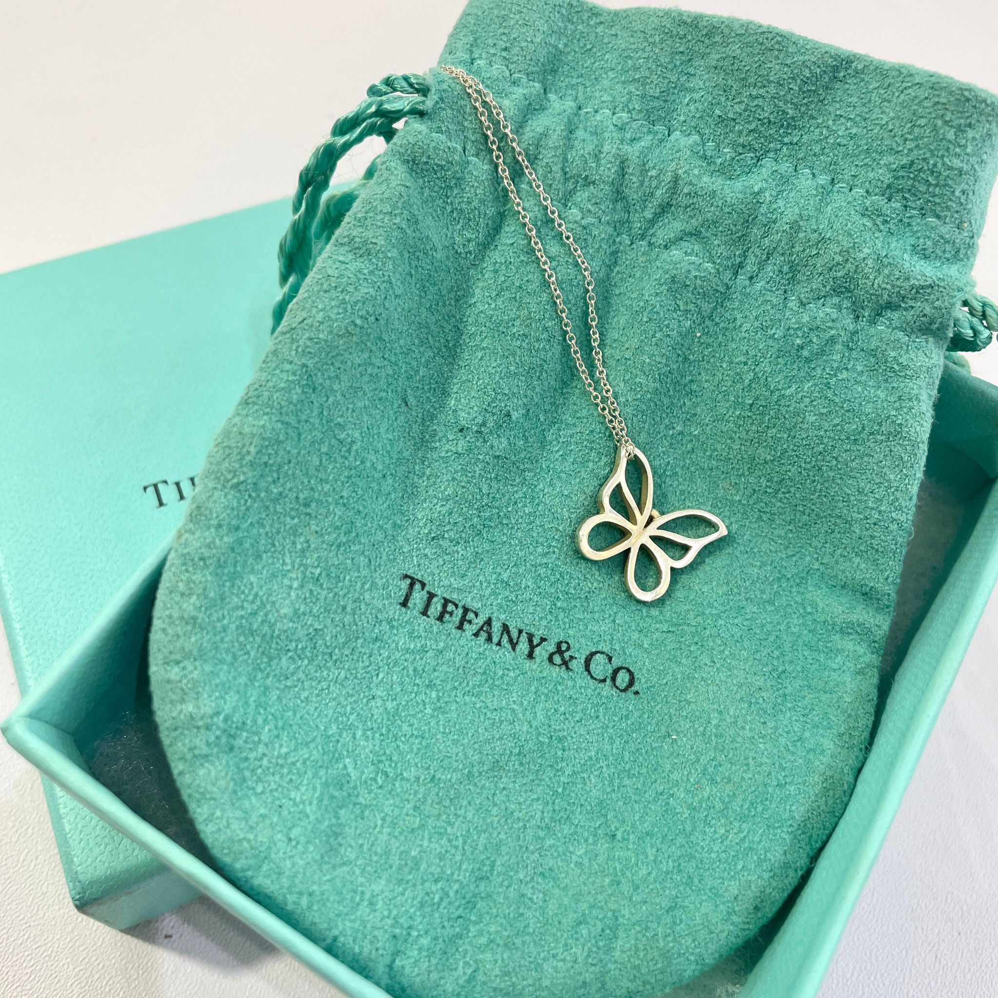 95%NEW二手TIFFANY頸鏈 925純銀 蝴蝶結吊飾 #香榭站正品