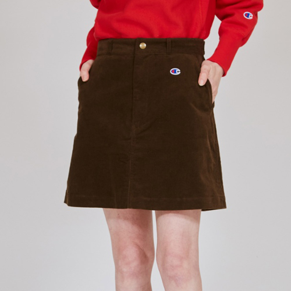 女款-CASUAL 燈芯絨A字短裙-褐色（CW-C207-870）