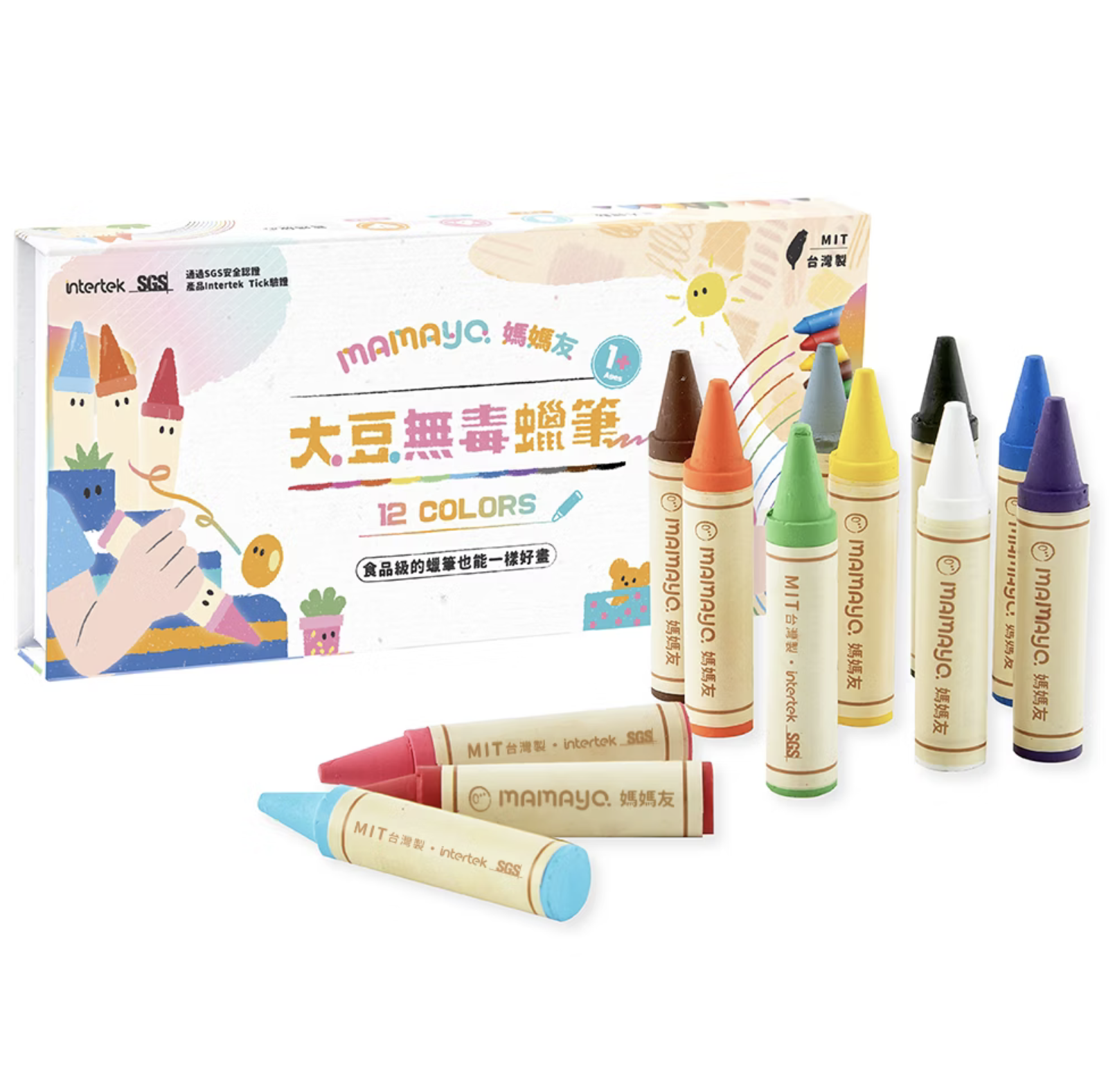 mamayo 12色大豆無毒蠟筆精裝禮盒組