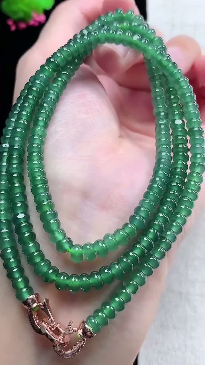 翡翠藍水算盤珠珠鏈,天然翡翠A玉, 緬甸玉, Jade, Jadeite