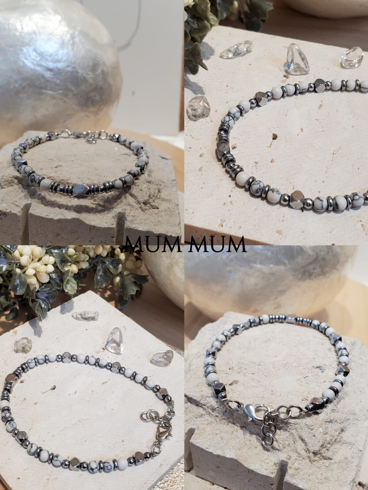 sl1217／雲石珠銀手鏈