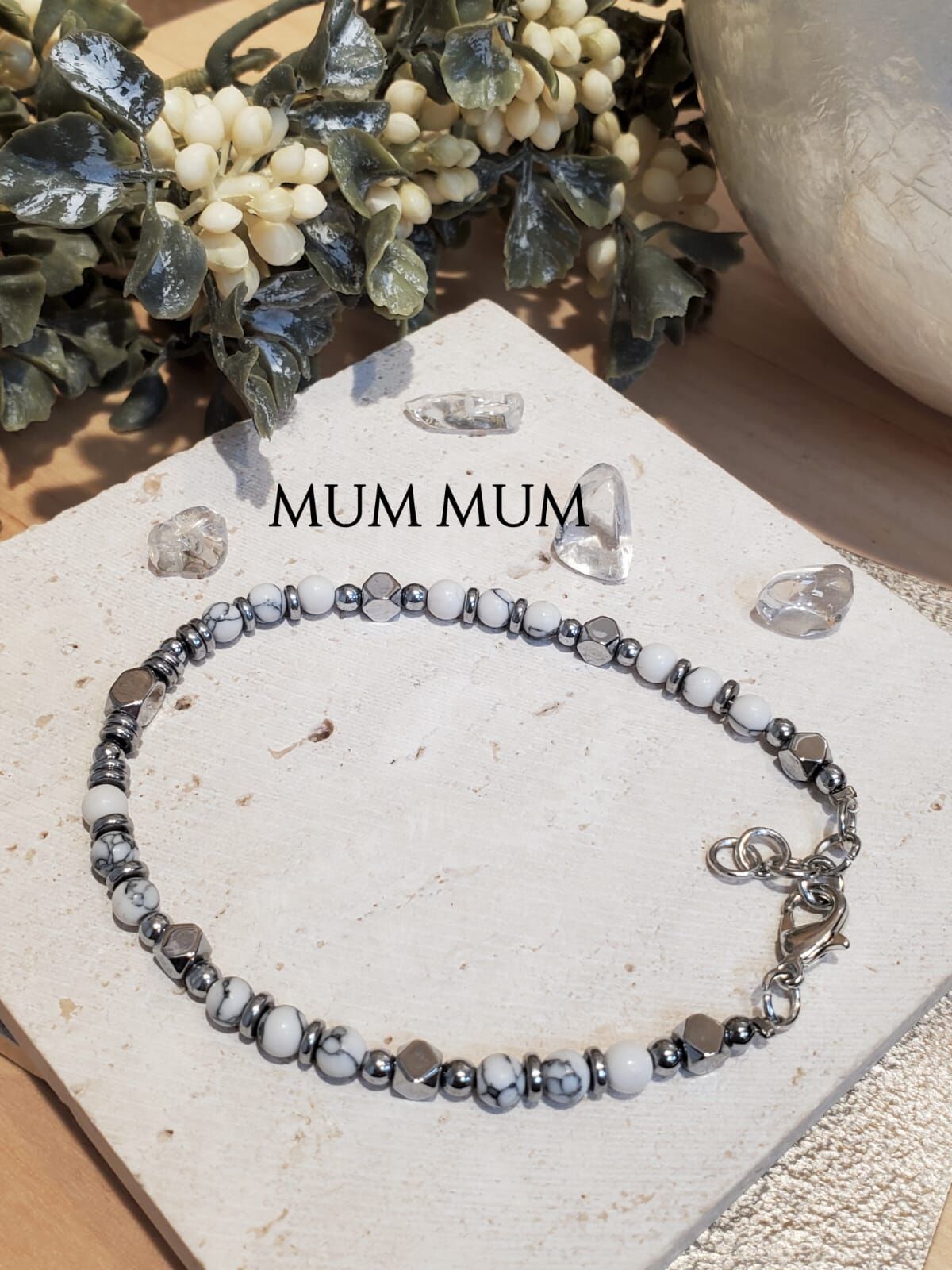 sl1217／雲石珠銀手鏈