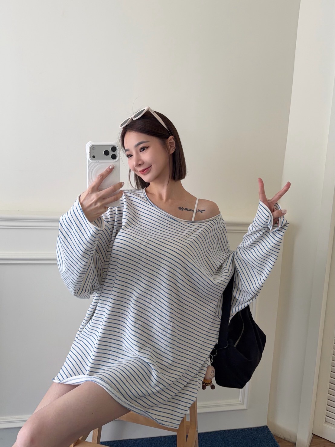 寬鬆條紋慵懶上衣