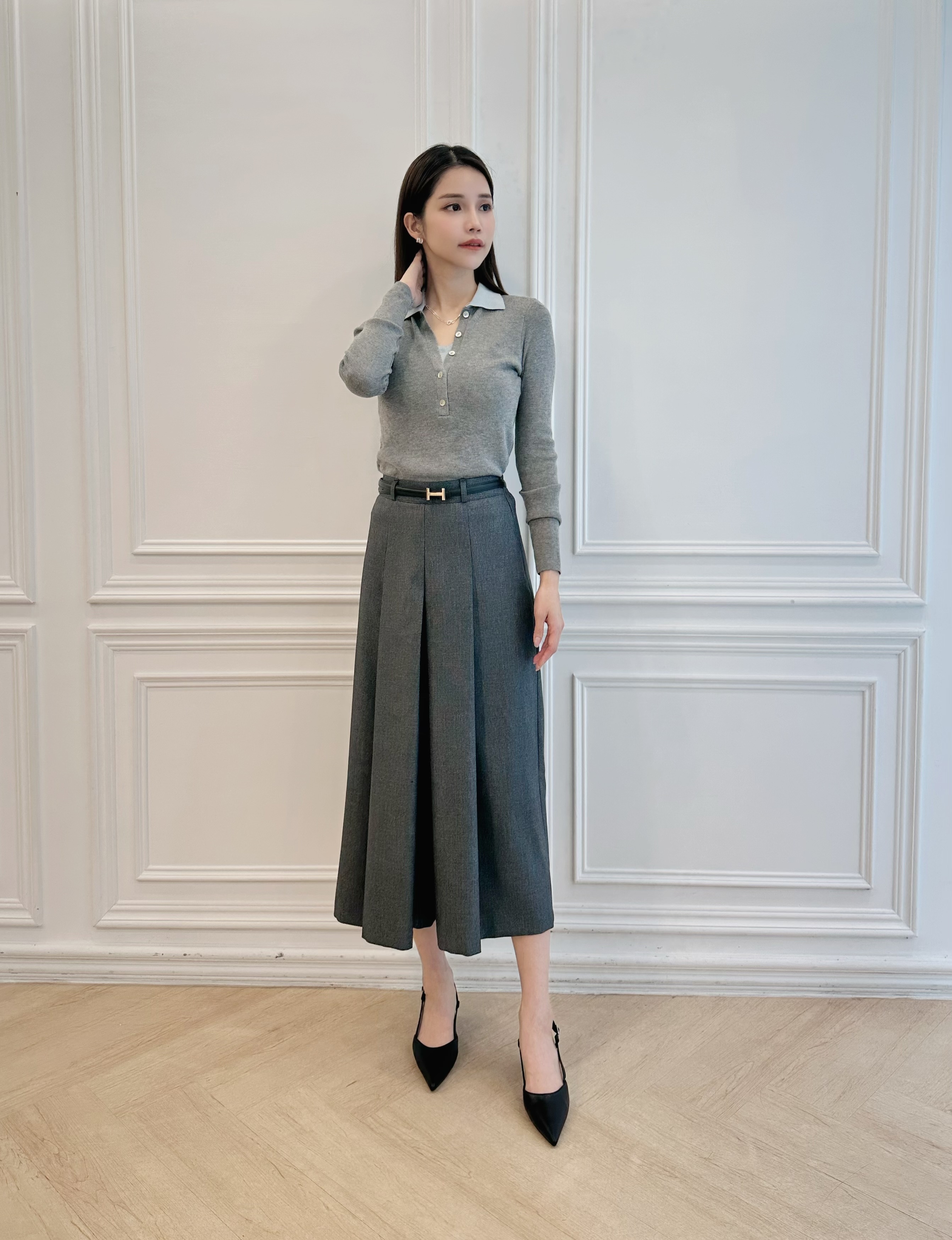 氣質挺料長百褶褲裙