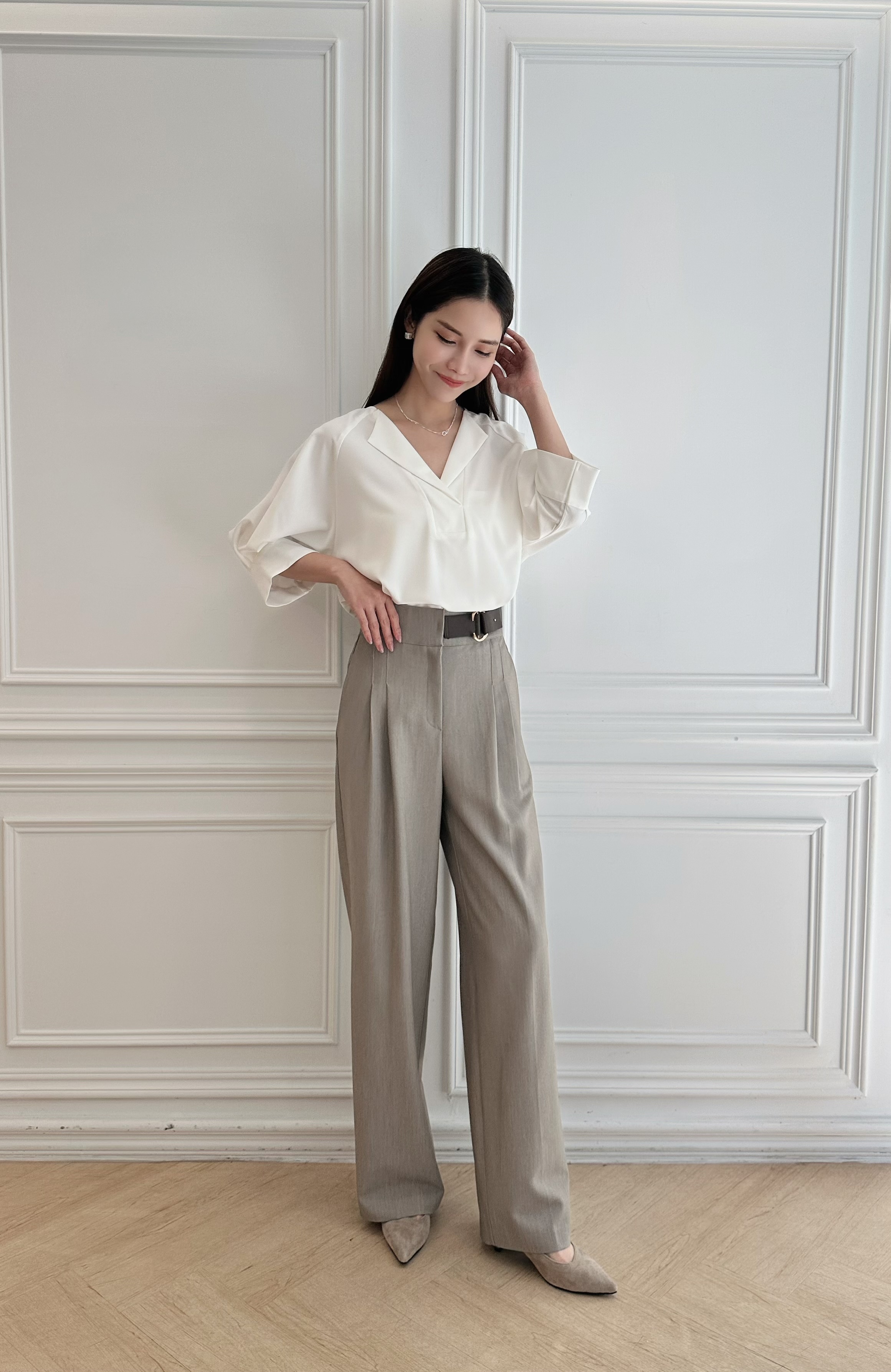 隨性翻領大澎袖上衣