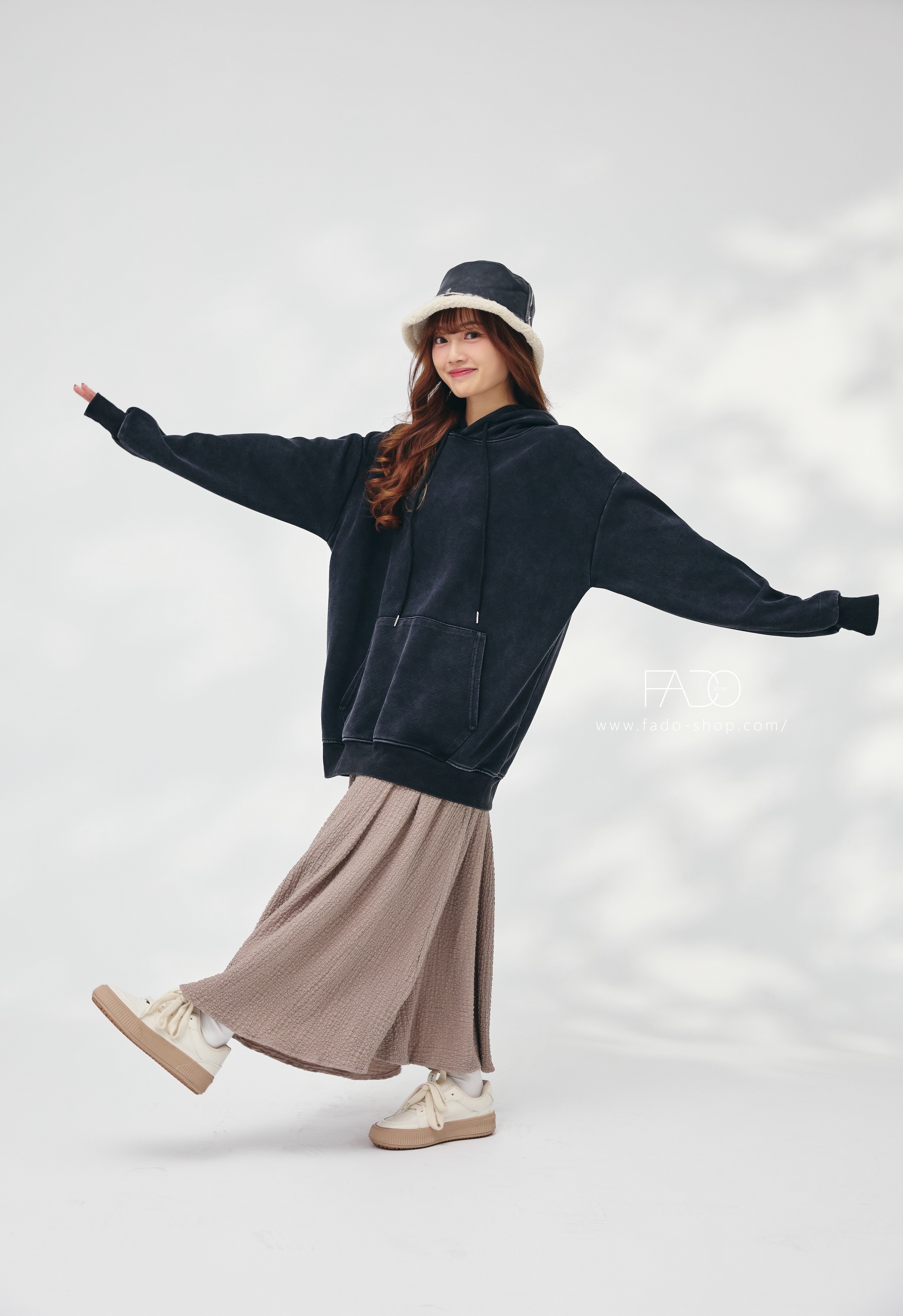 法朵Fado shop｜ 熱銷款🖤🎀💀 美式復古水洗磅數寬鬆大學帽T 0212057 黑