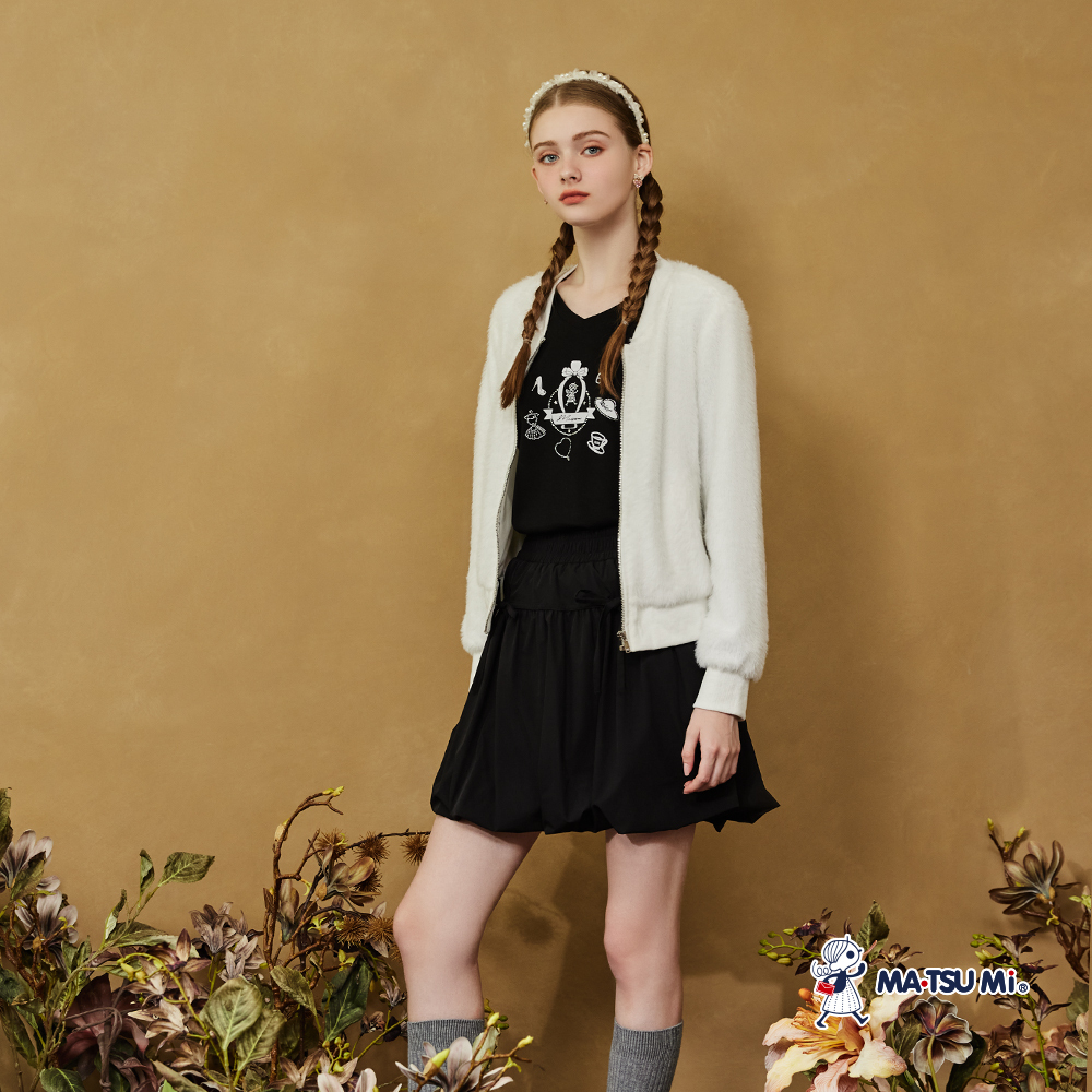 MA‧TSU Mi 簡約水貂毛拉鍊短外套(粉紫.白)