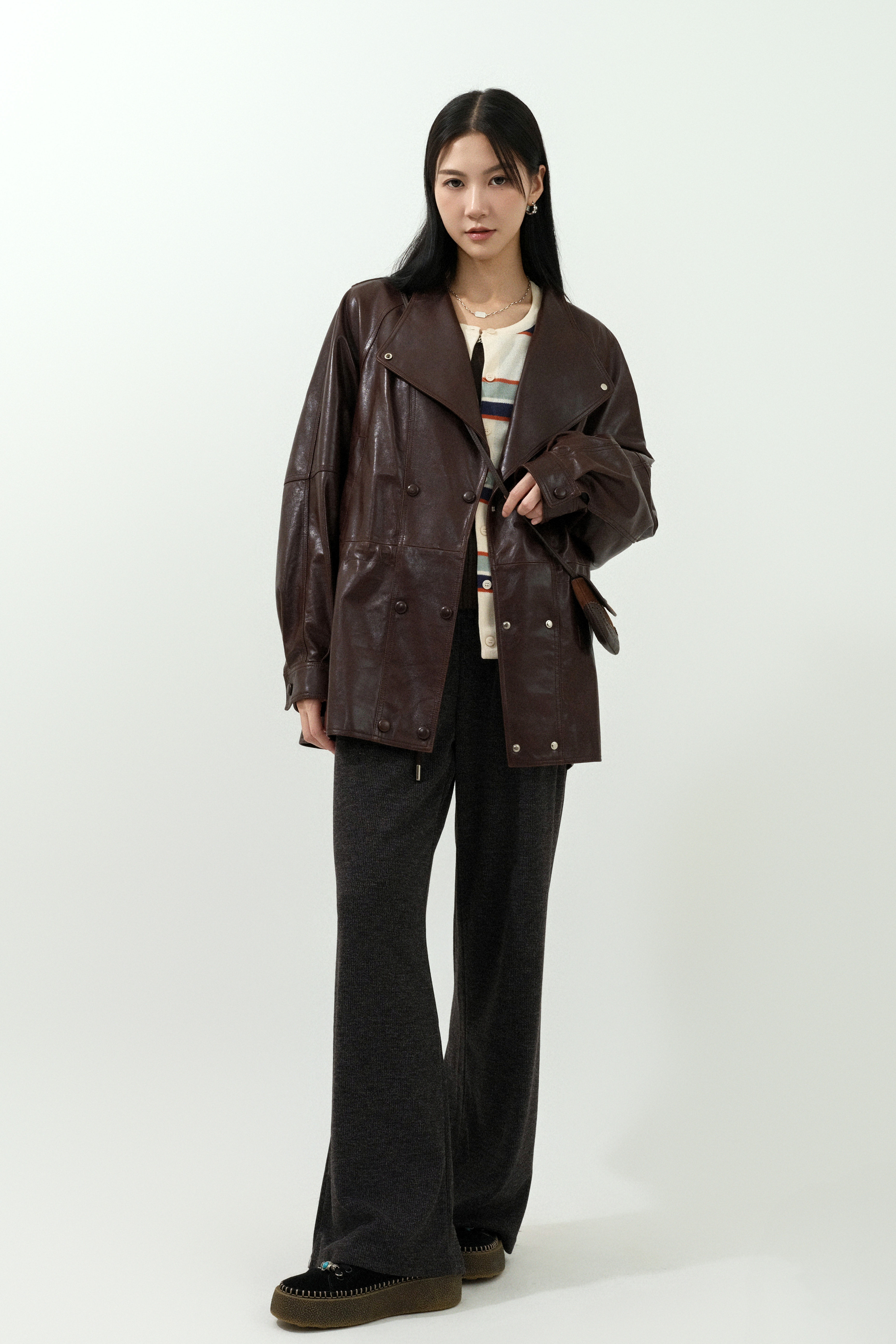 FW25_0087（真皮外套＋Cardigan＋上衣＋長褲）