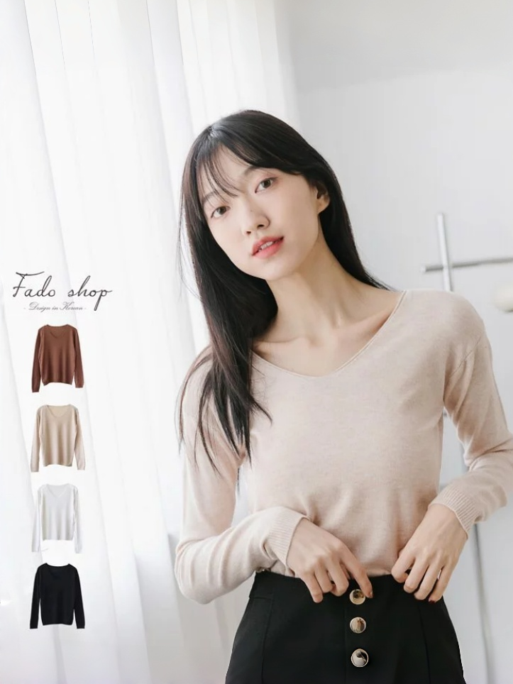 法朵Fado shop｜【百搭基本款】柔軟V領針織衫 011A006 三色