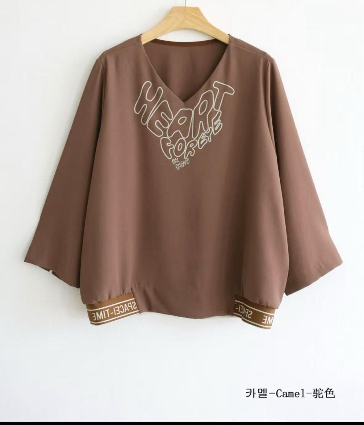 韓國v領gate 拼雪紡top~113L