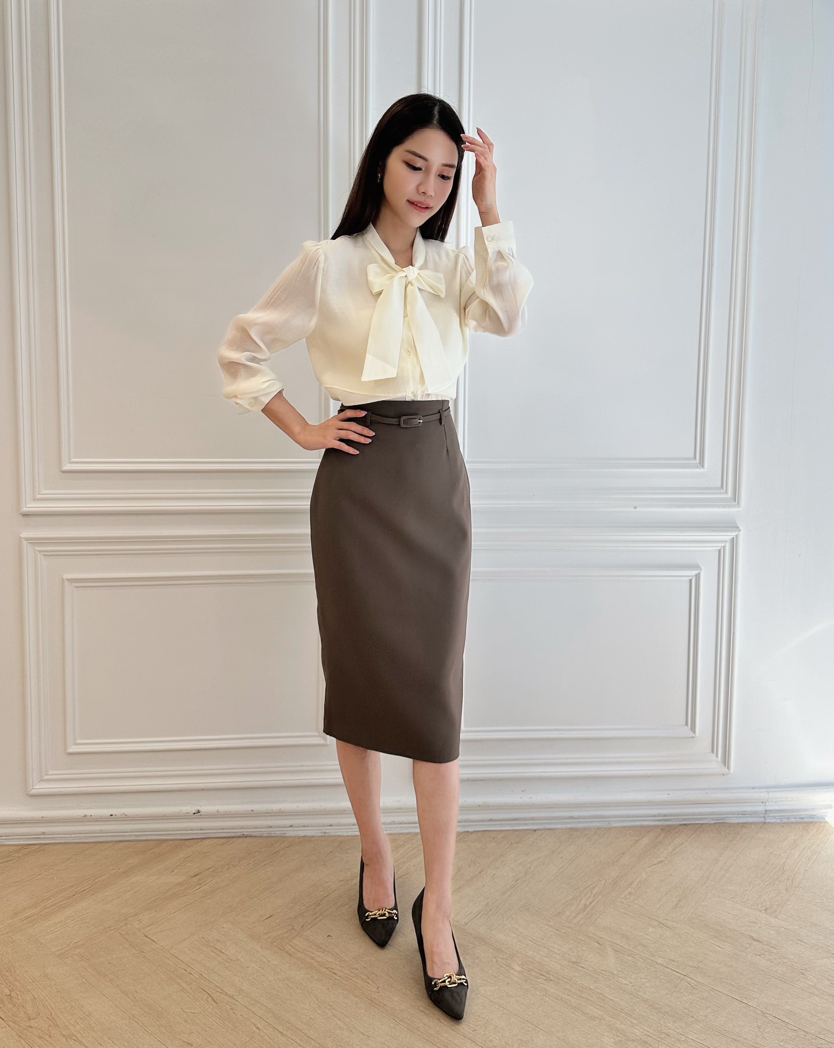 顯瘦腰帶窄裙(秋)