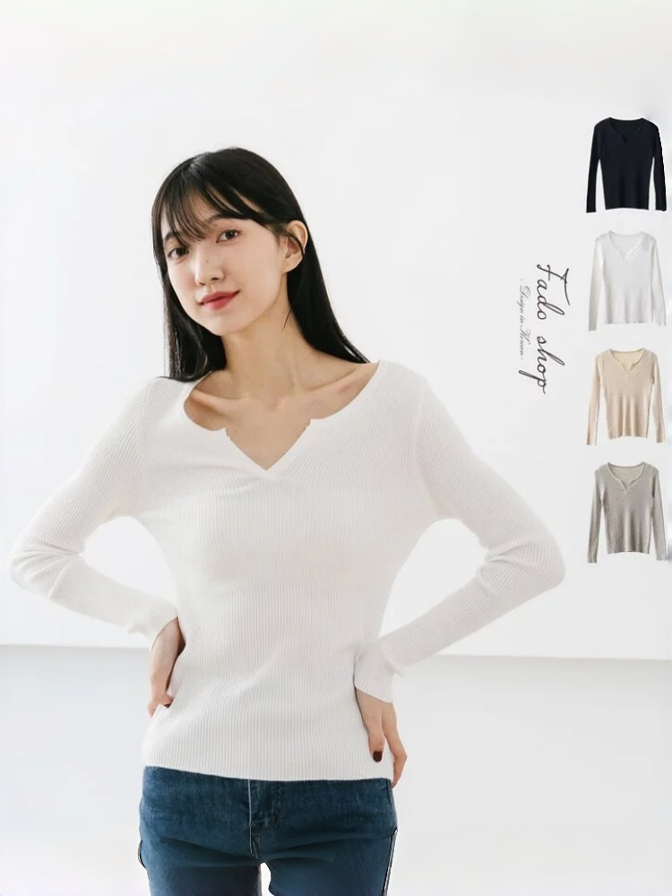 法朵Fado shop｜【百搭基本款】小V領針織內搭衫 011A007 四色