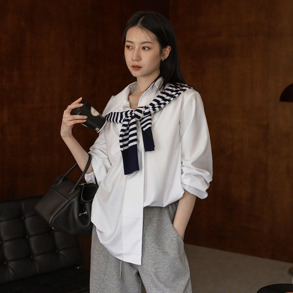 質感設計抗皺襯衫-白