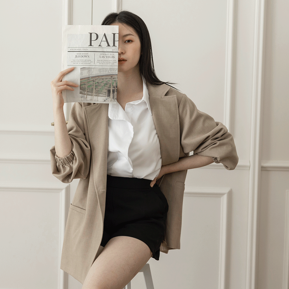 時髦隨性單扣西外-杏