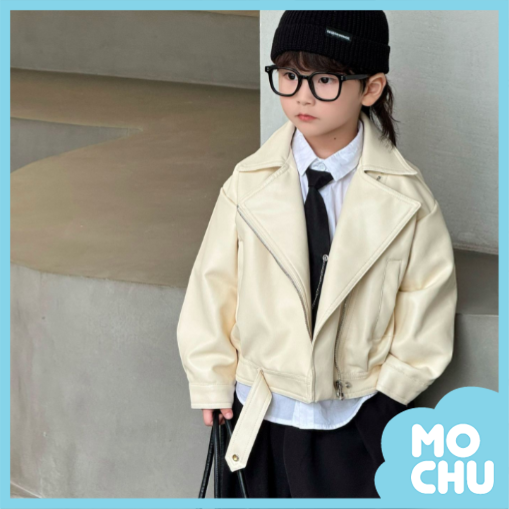 帥氣機車短版皮夾克(二色)