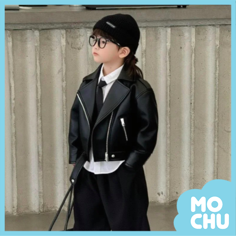 帥氣機車短版皮夾克(二色)