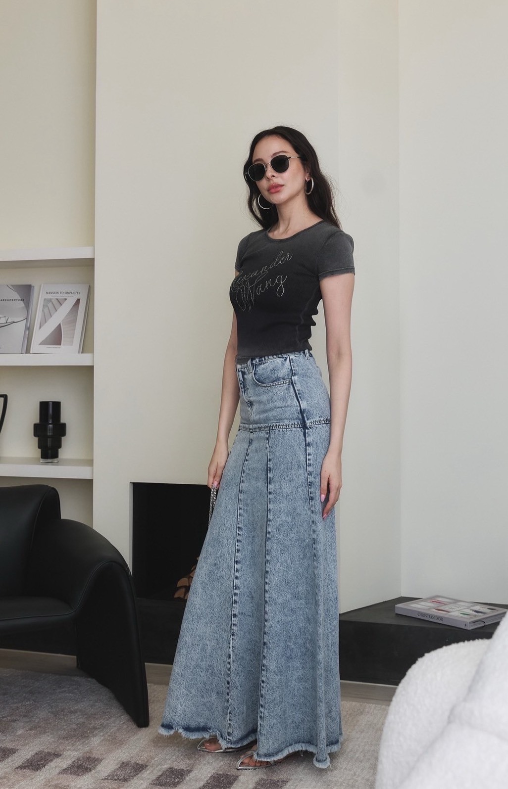 雪花牛仔長裙_AMISSA