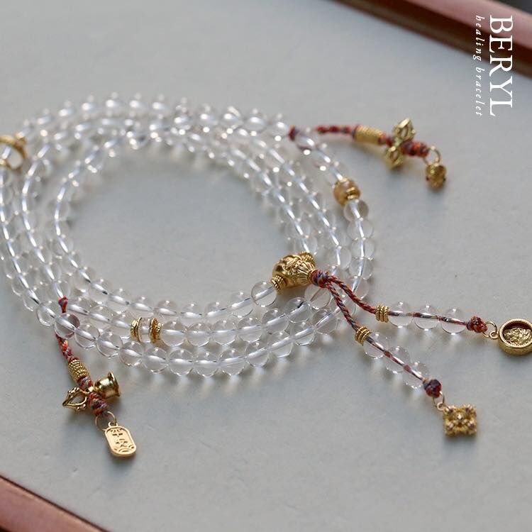 ＃母娘開光加持-覺心無礙 喜馬拉雅白水晶108念珠