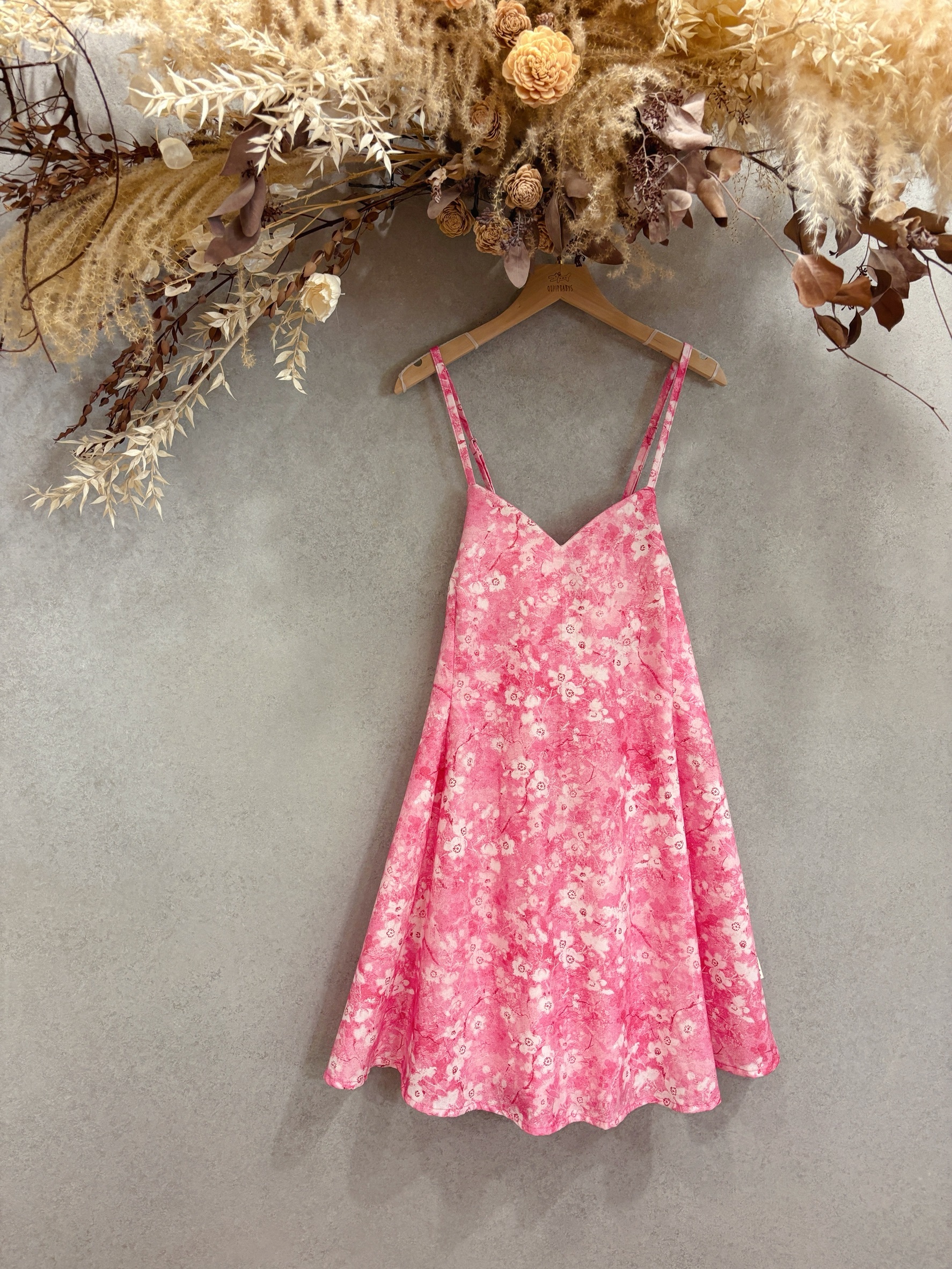 粉梅花 媽咪精靈短洋裝