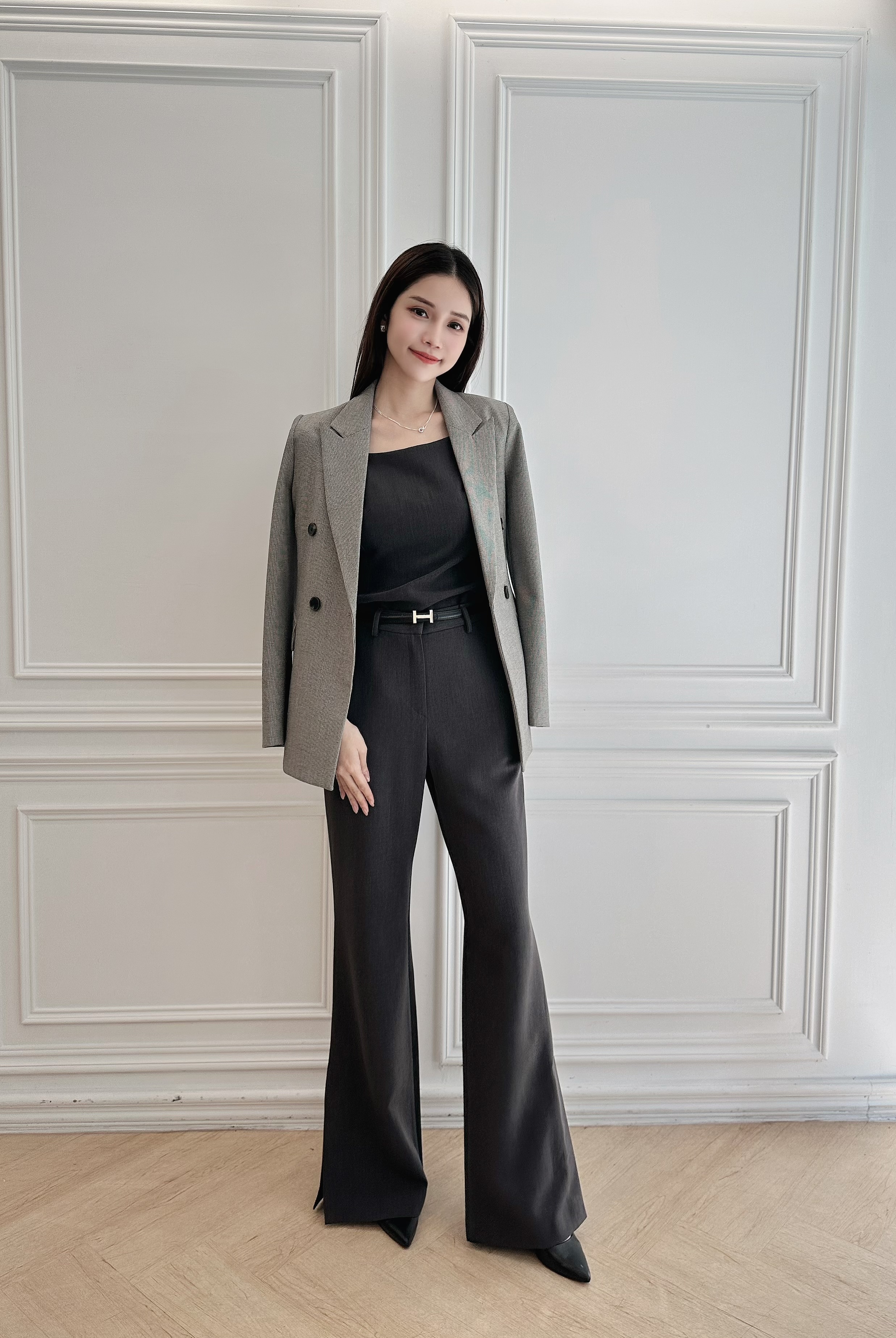 大牌感船領背心+喇叭褲套裝