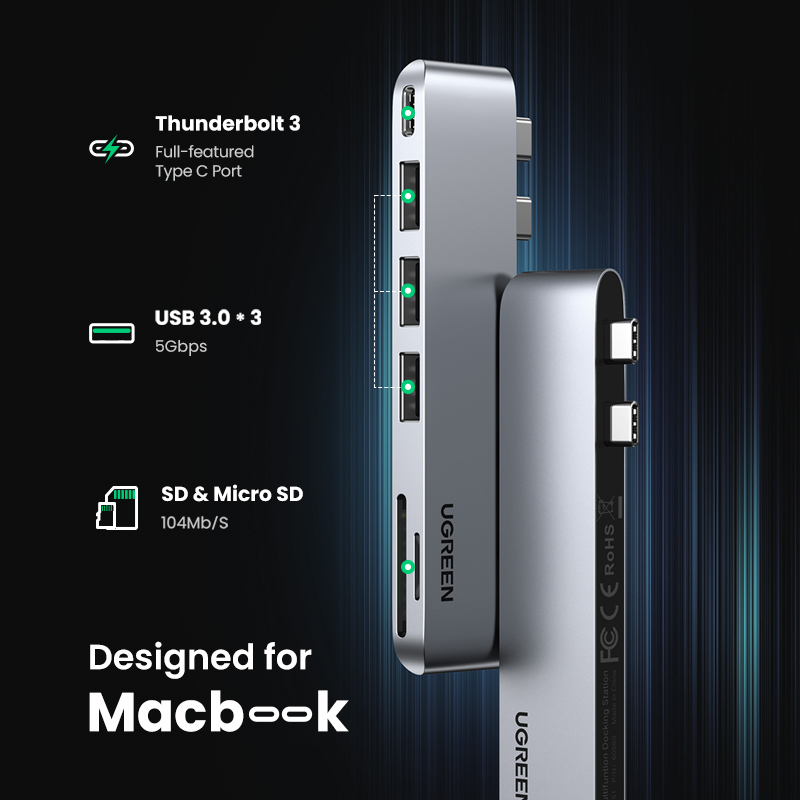 Ugreen MacBook Pro/Air 6合2 USB-C 集線器_CM251-60560