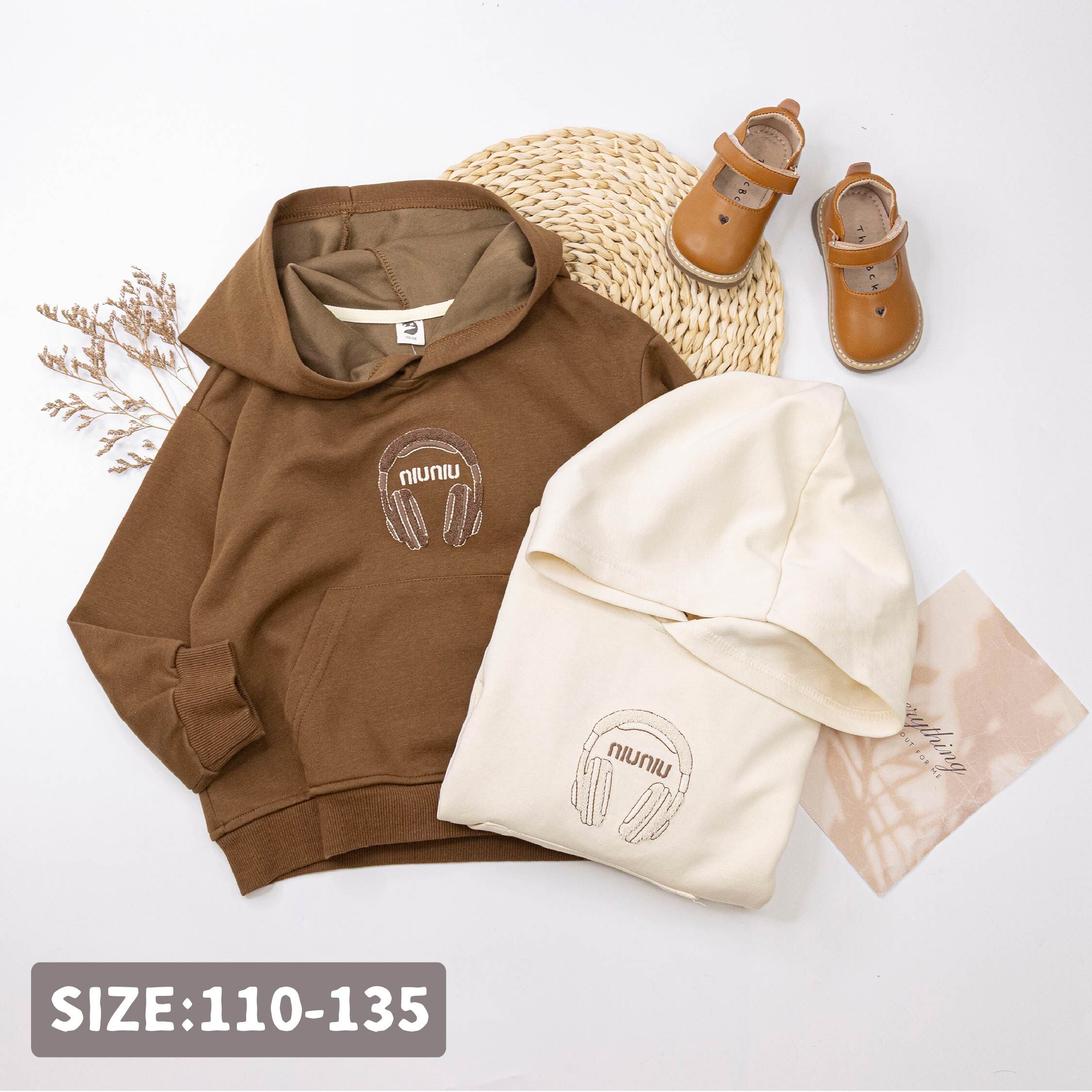 【H55223】帥氣耳機口袋設計連帽上衣/帽T＊二色