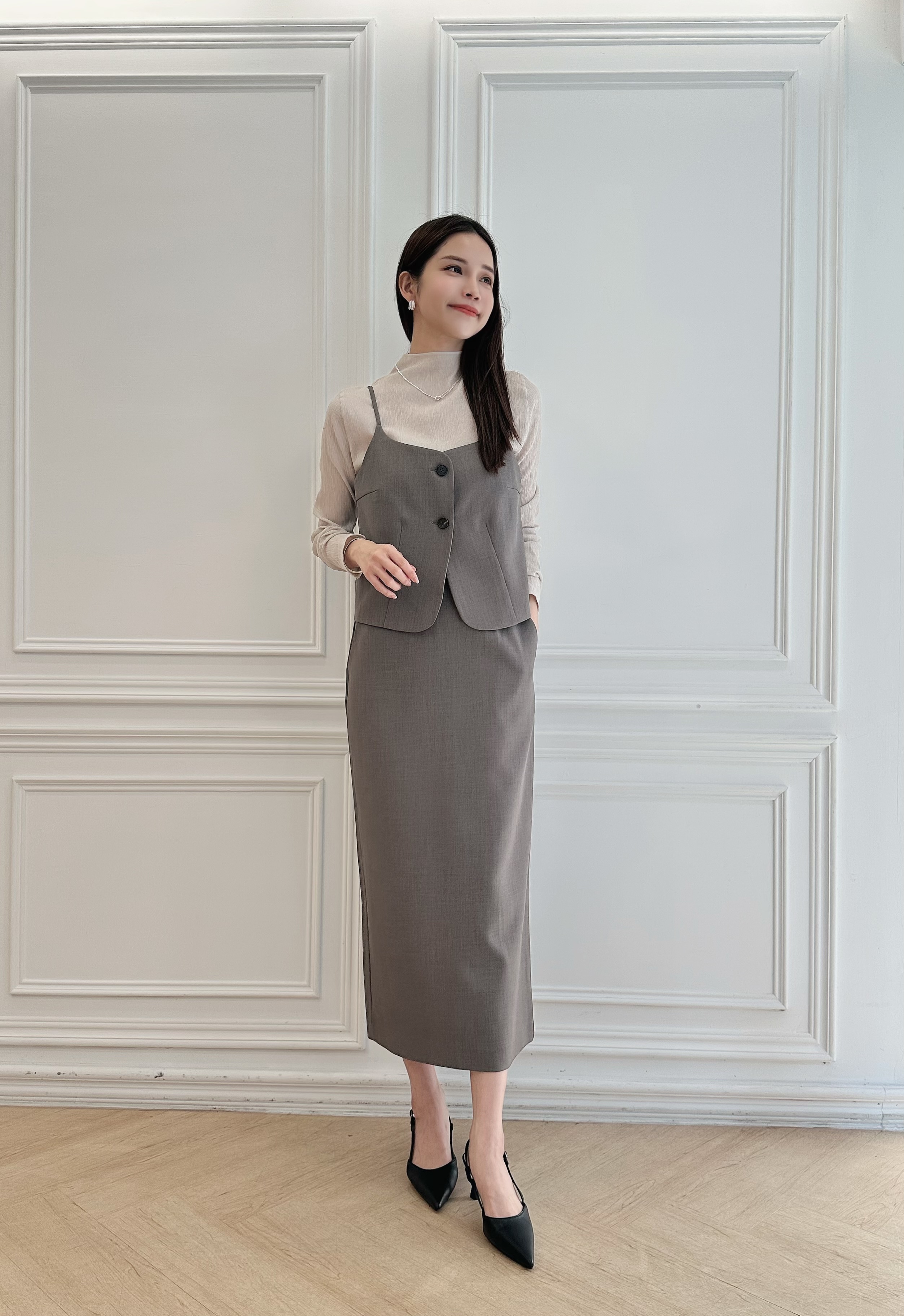 舒適半領紋理上衣