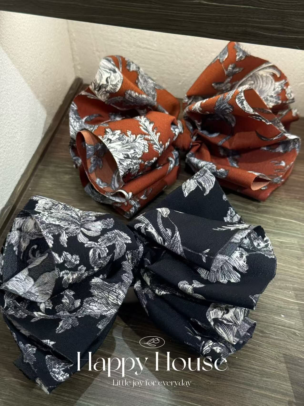 兩色布藝碎花彈弓夾