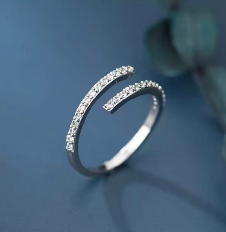 【現貨】LL100415 莫桑鑽石潮款開口戒指 ( DH34 )