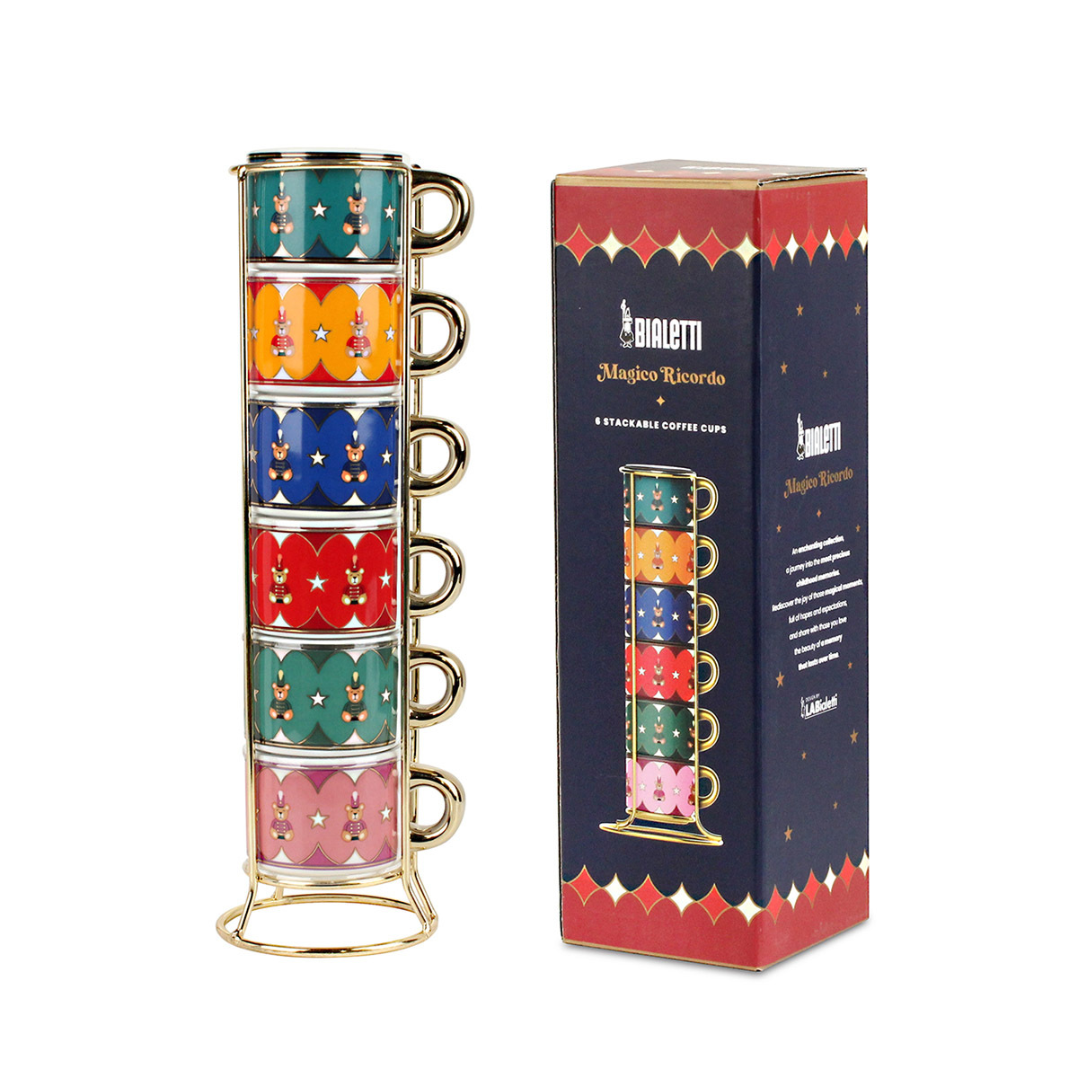 Bialetti Magico Ricordo系列 -6層ESPRESSO疊疊咖啡杯連杯架 -NMAGIC004