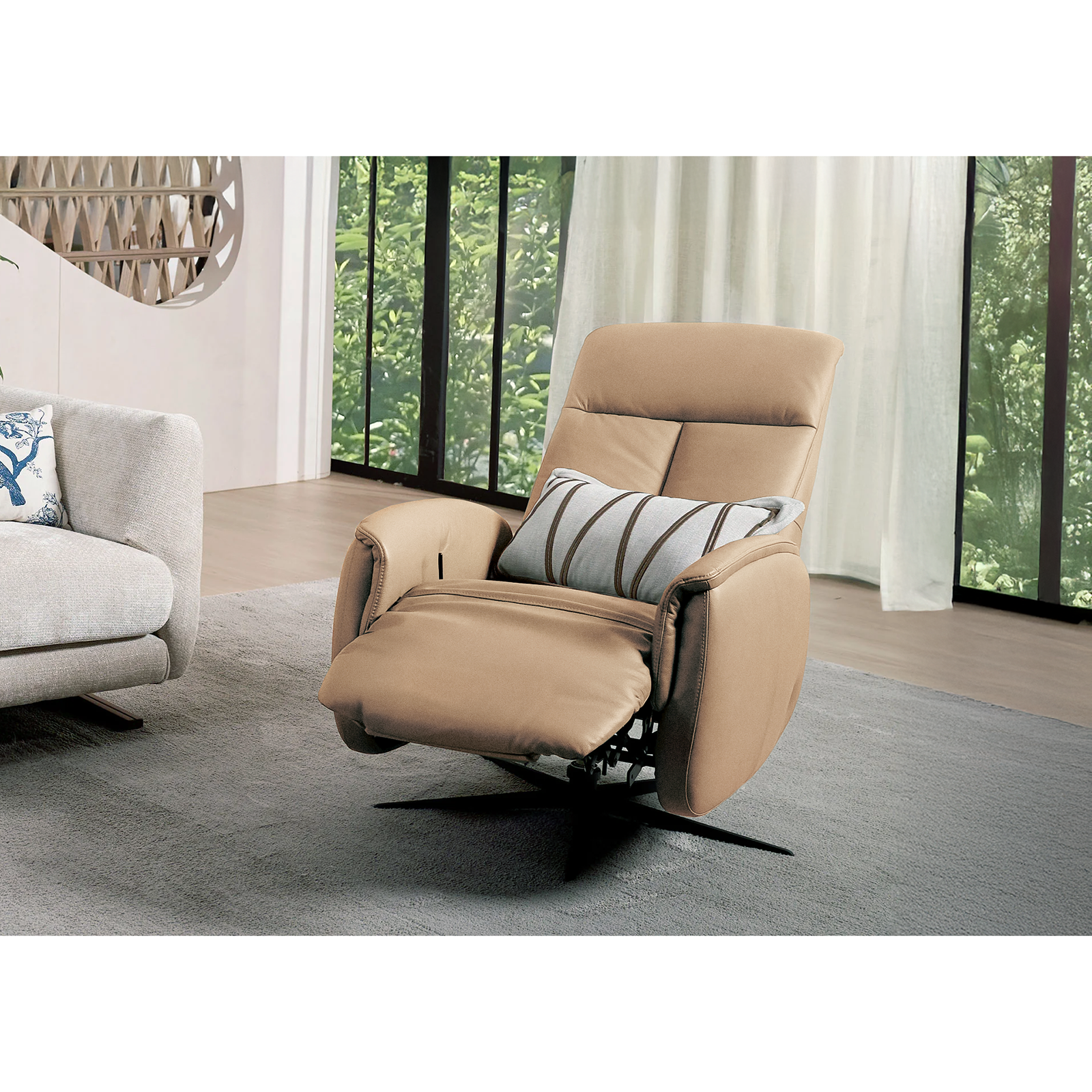 BERG 手動調整全皮功能沙發 - 奶茶褐 〔SF9559〕