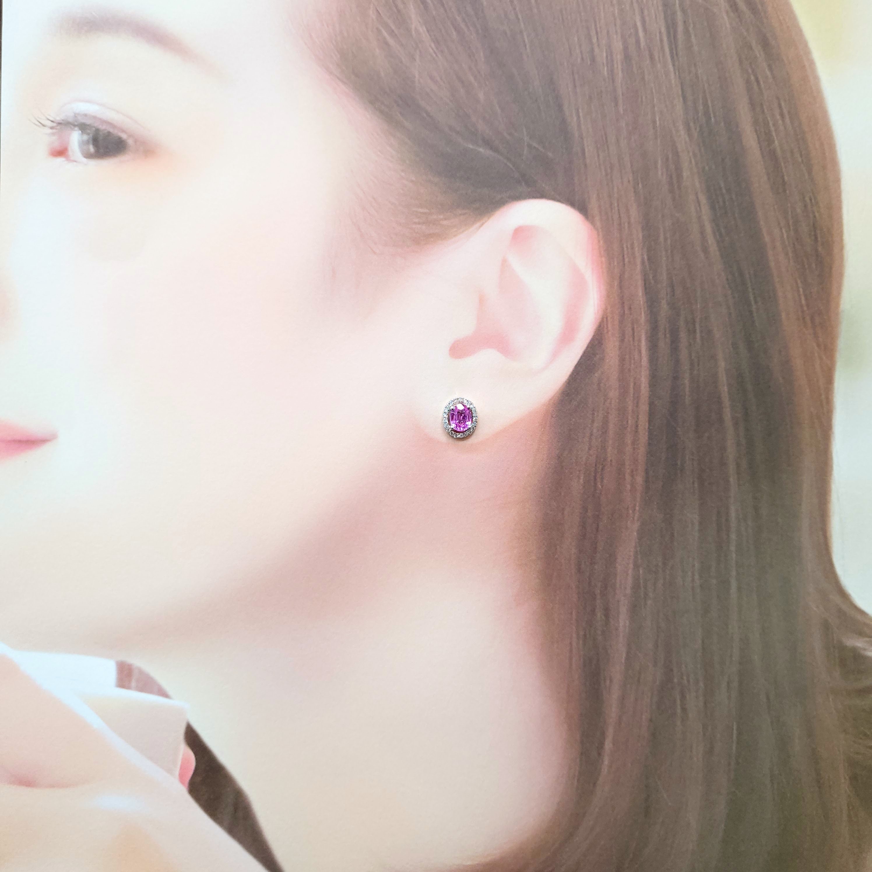 18K White Gold 1.49ct Sapphire and Diamond Earrings