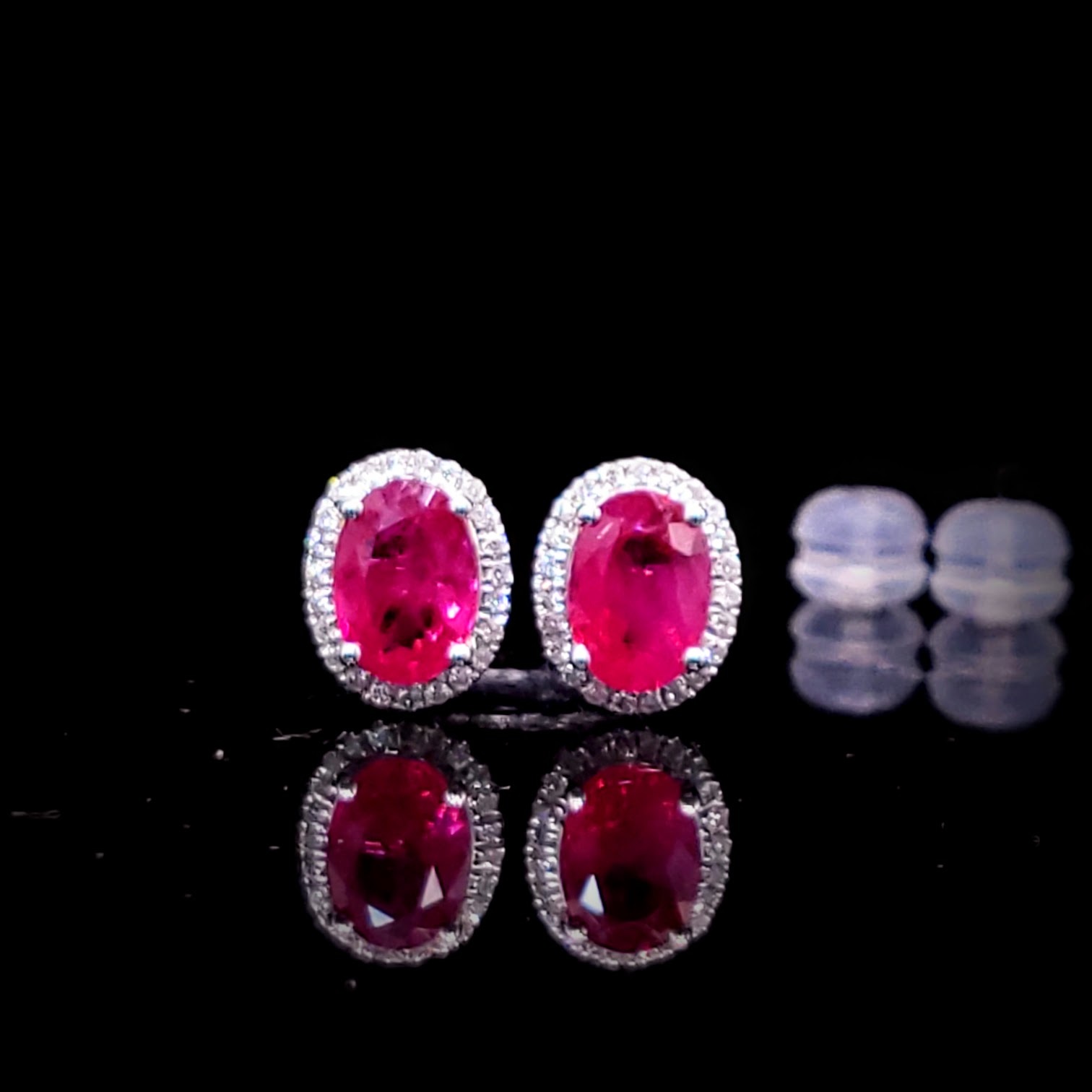 18K White Gold 1.84ct Ruby and Diamond Earrings