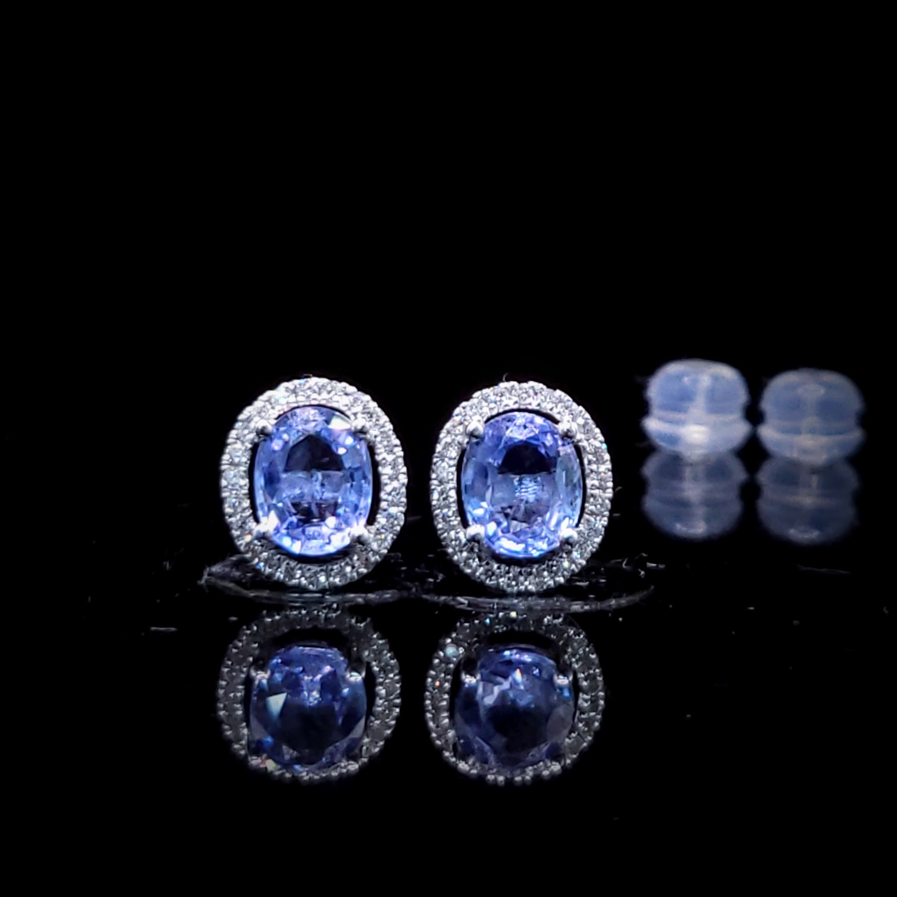 18K White Gold 1.73ct Sapphire and Diamond Earrings