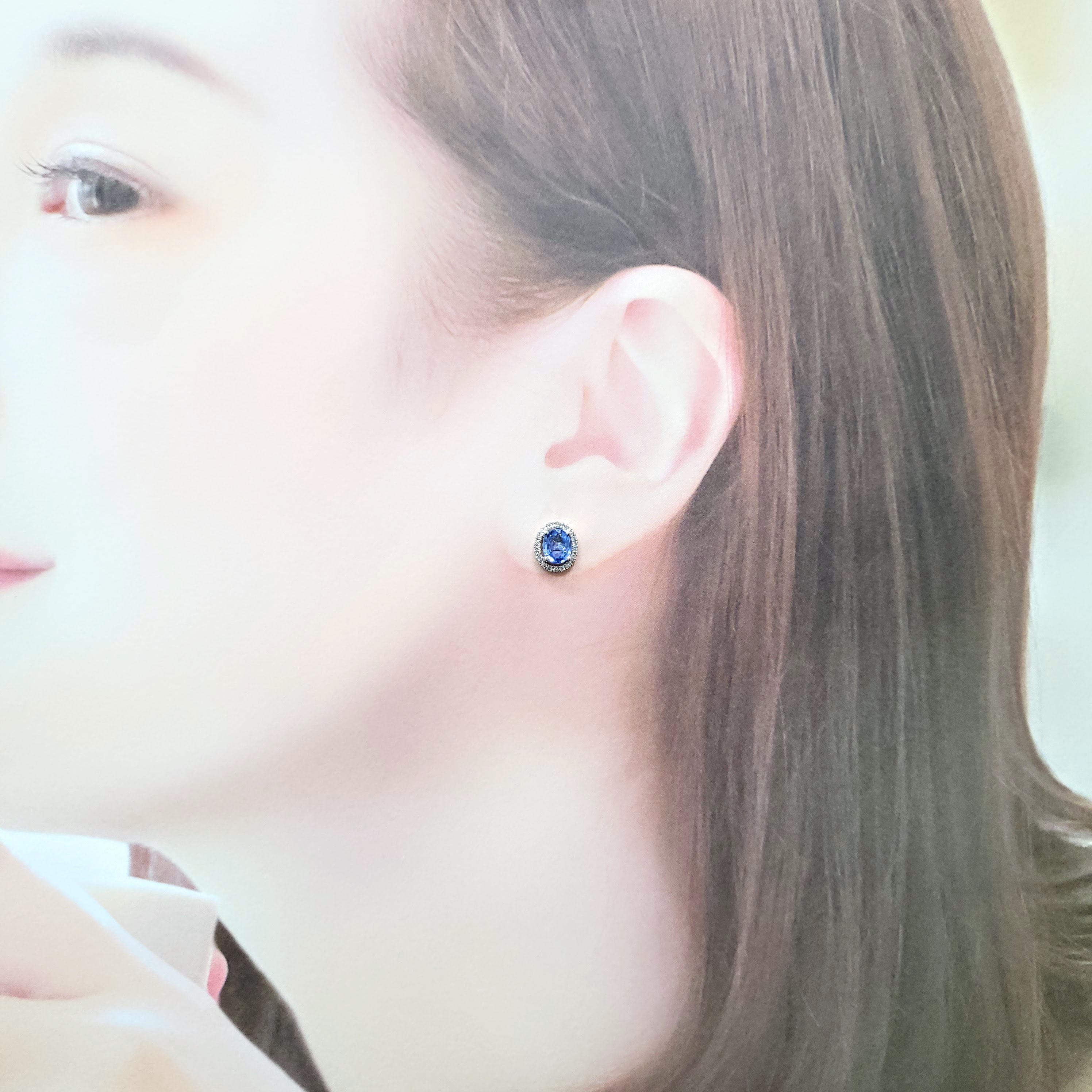 18K White Gold 1.73ct Sapphire and Diamond Earrings