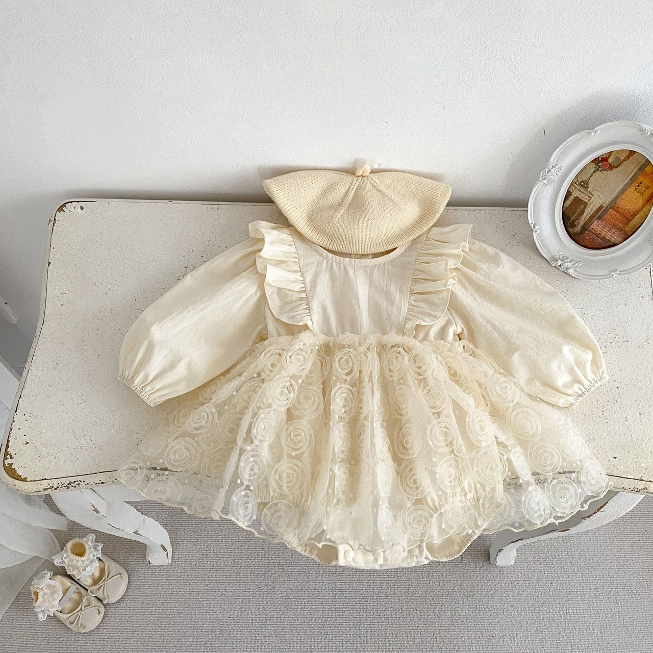 玫瑰蕾絲包屁裙