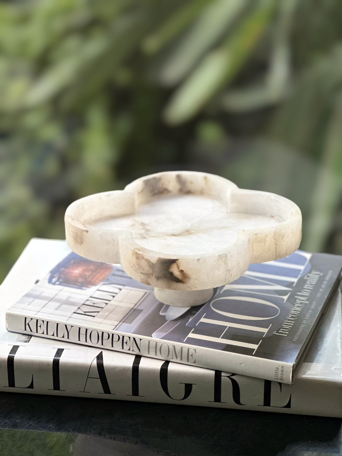 四葉雲石高腳盤