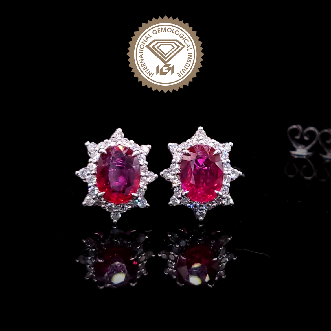 18K White Gold 3.04ct Ruby and Diamond Earring
