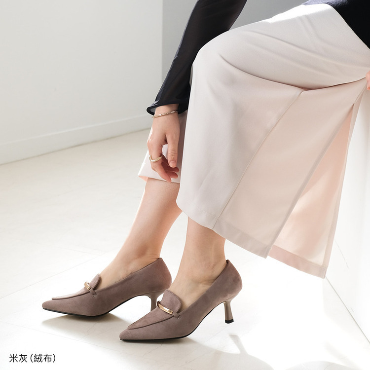 俐落女伶 金屬線飾尖頭樂福高跟鞋 【CX3035】