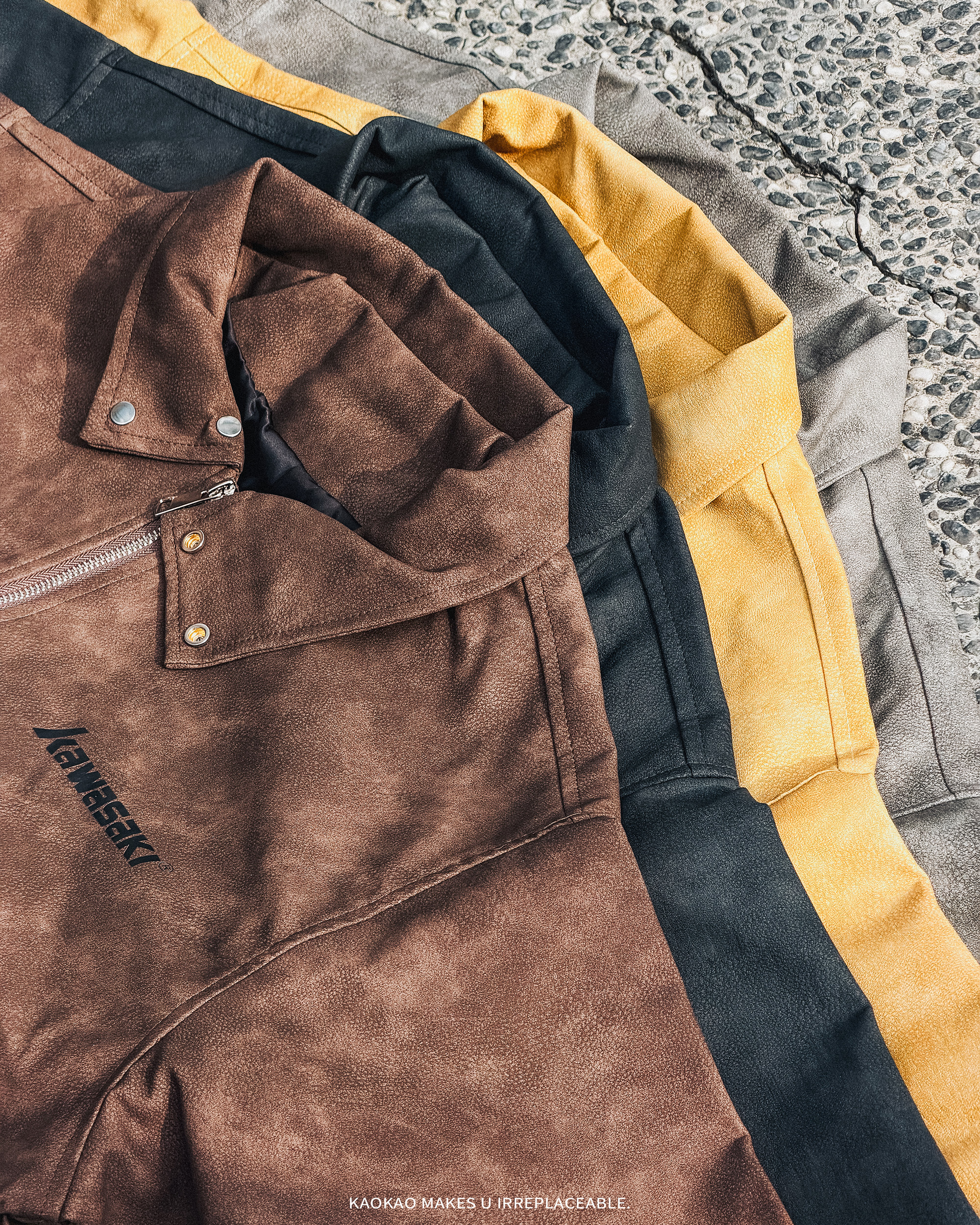 代購-Kawasaki川崎 美式復古 防風防水 飛行 皮夾克 外套 4色