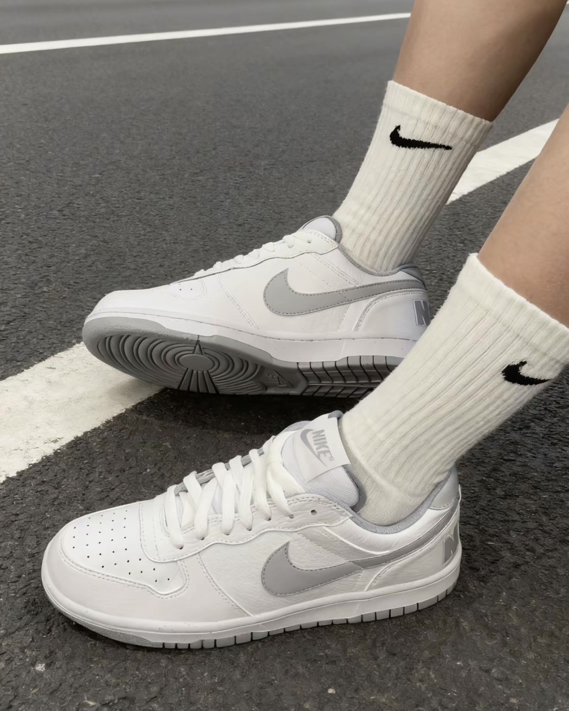 #代購 NIKE BIG LOW 復古 皮革 休閒鞋 男鞋 355152-106 白灰